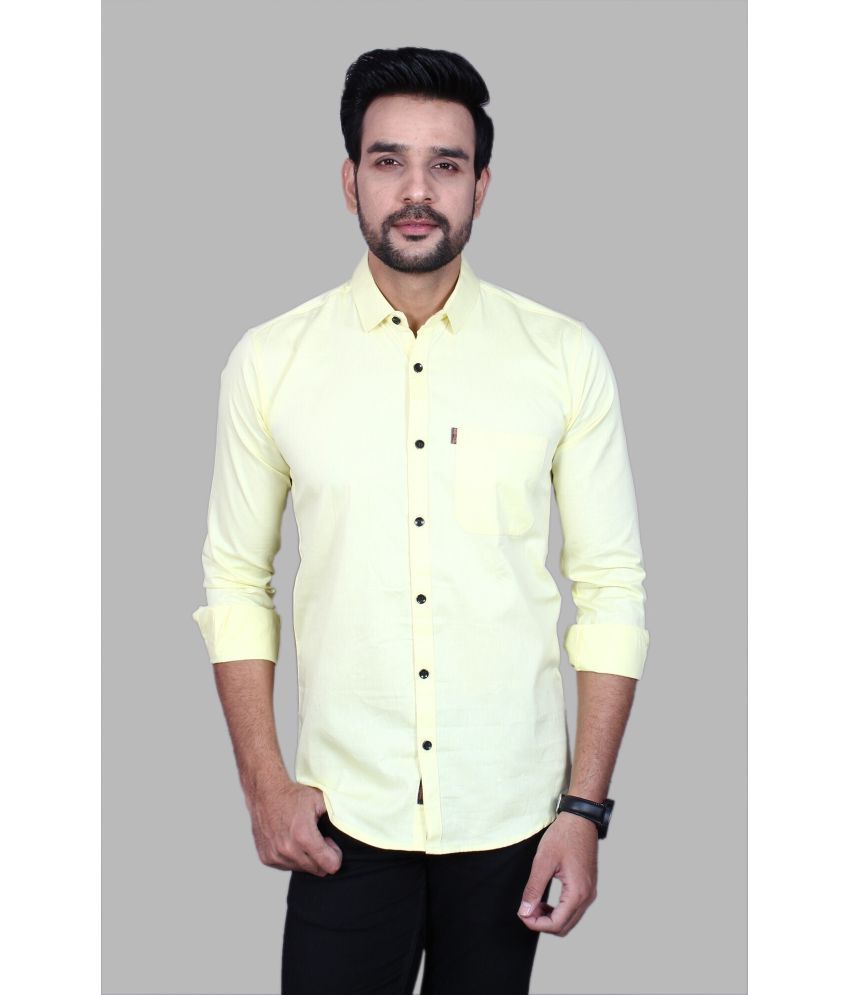     			Fatty Mouse Cotton Blend Regular Fit Solids Full Sleeves Men's Casual Shirt - Gold ( Pack of 1 )