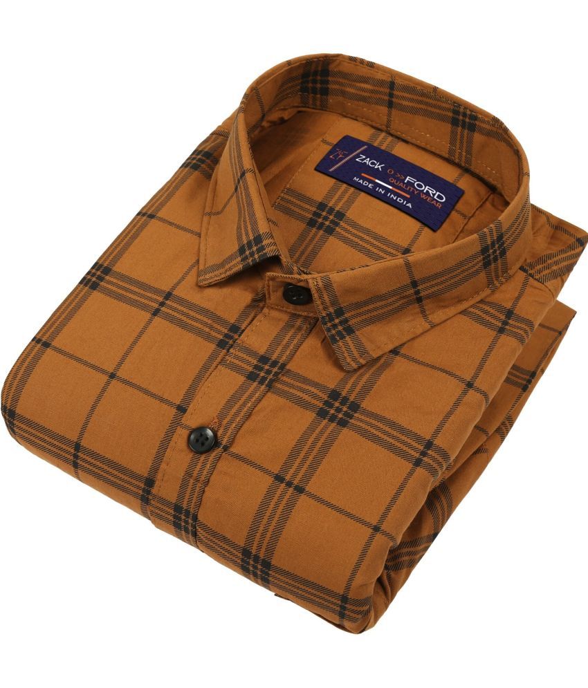     			Fatty Mouse Cotton Blend Regular Fit Checks Full Sleeves Men's Casual Shirt - Brown ( Pack of 1 )