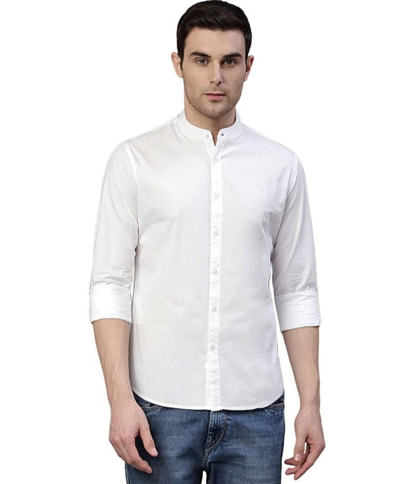     			Fatty Mouse Cotton Blend Regular Fit Solids Full Sleeves Men's Casual Shirt - White ( Pack of 1 )