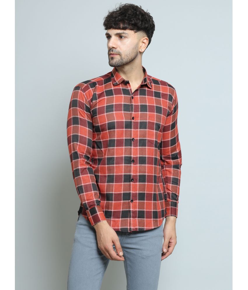     			Fatty Mouse Cotton Blend Regular Fit Checks Full Sleeves Men's Casual Shirt - Red ( Pack of 1 )