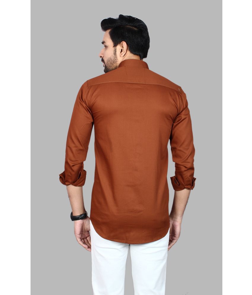     			Fatty Mouse Cotton Blend Regular Fit Solids Full Sleeves Men's Casual Shirt - Brown ( Pack of 1 )