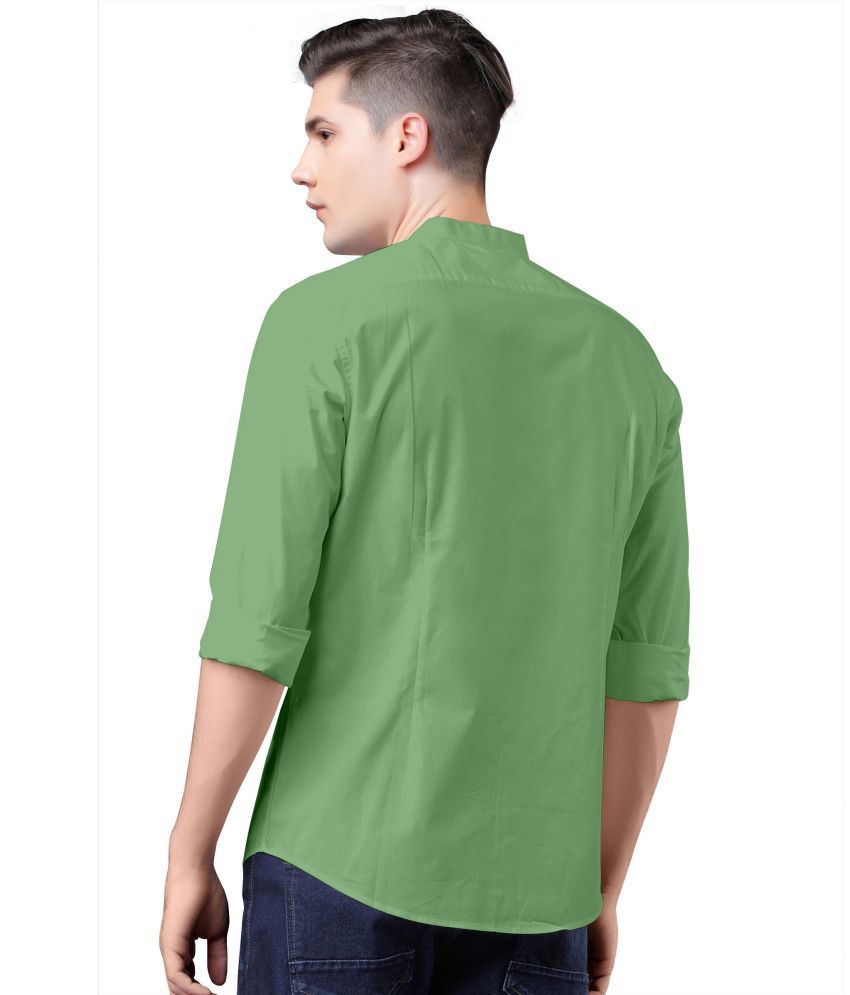     			Fatty Mouse Cotton Blend Regular Fit Solids Full Sleeves Men's Casual Shirt - Light Green ( Pack of 1 )