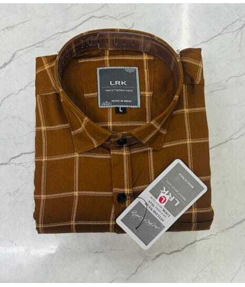     			Fatty Mouse Cotton Blend Regular Fit Checks Full Sleeves Men's Casual Shirt - Brown ( Pack of 1 )