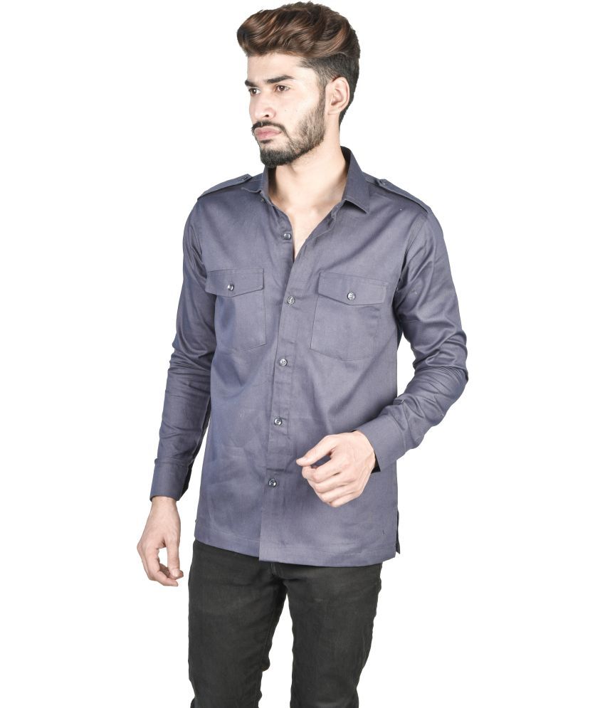     			Fatty Mouse Cotton Blend Regular Fit Solids Full Sleeves Men's Casual Shirt - Grey ( Pack of 1 )