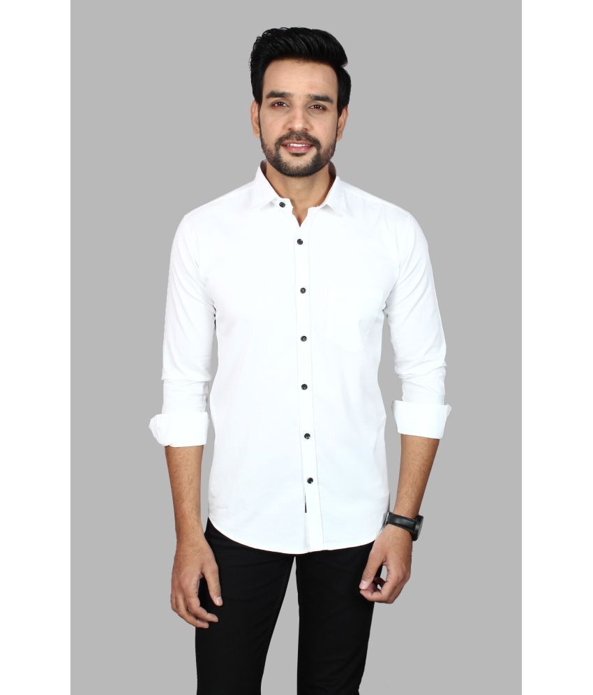     			Fatty Mouse Cotton Blend Regular Fit Solids Full Sleeves Men's Casual Shirt - White ( Pack of 1 )