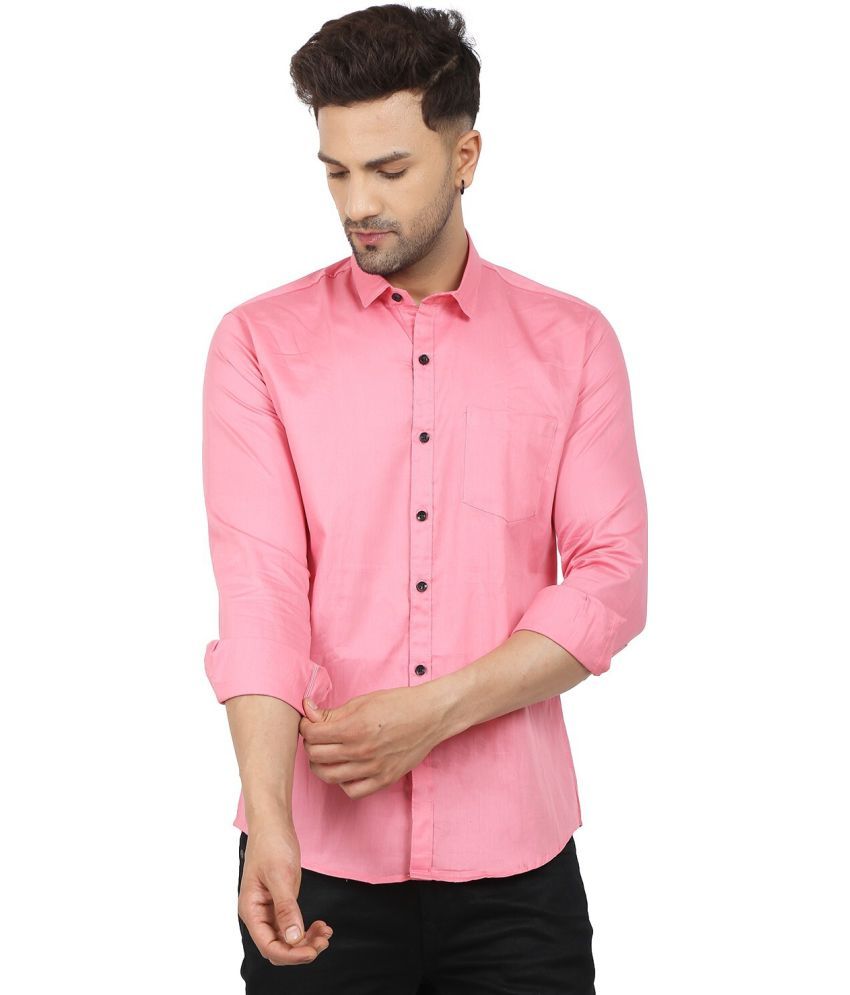     			Fatty Mouse Cotton Blend Regular Fit Solids Full Sleeves Men's Casual Shirt - Pink ( Pack of 1 )