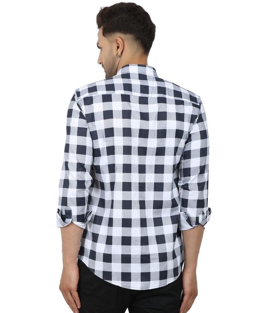     			Fatty Mouse Cotton Blend Regular Fit Checks Full Sleeves Men's Casual Shirt - White ( Pack of 1 )