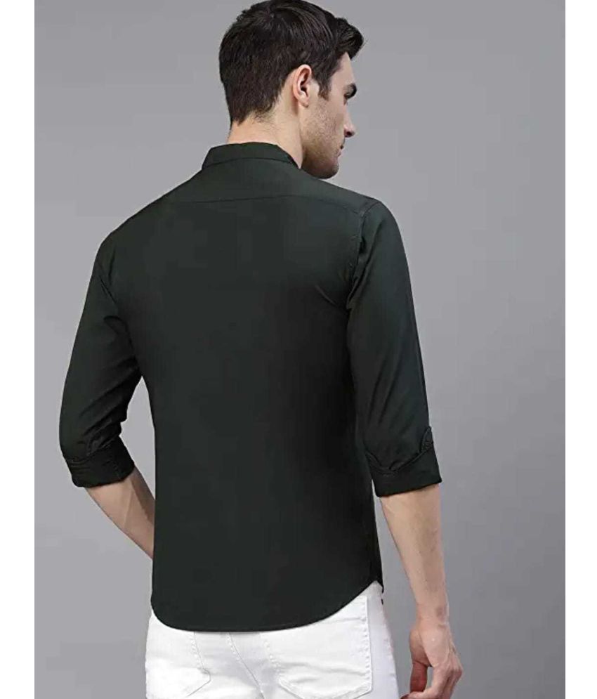     			Fatty Mouse Cotton Blend Regular Fit Solids Full Sleeves Men's Casual Shirt - Dark Green ( Pack of 1 )