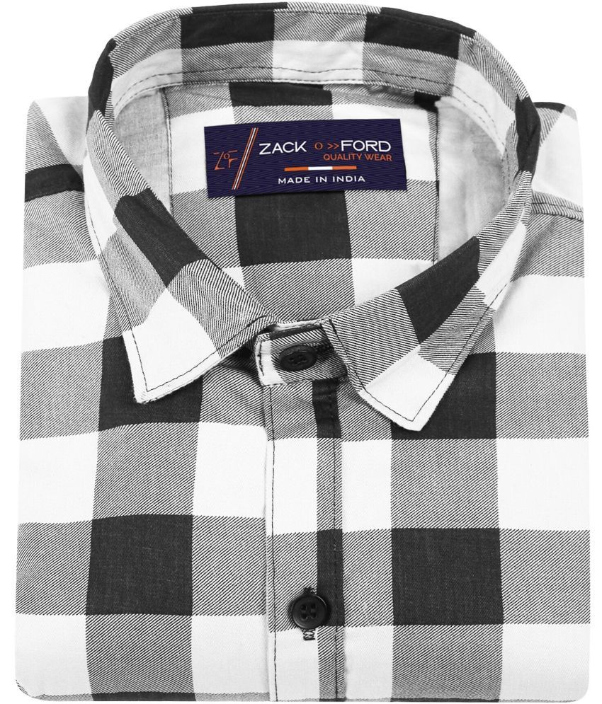     			Fatty Mouse Cotton Blend Regular Fit Checks Full Sleeves Men's Casual Shirt - White ( Pack of 1 )