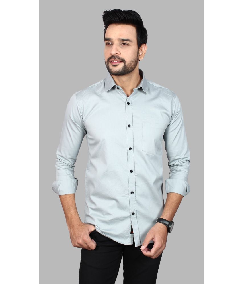     			Fatty Mouse Cotton Blend Regular Fit Solids Full Sleeves Men's Casual Shirt - Light Blue ( Pack of 1 )