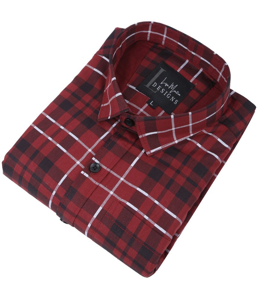     			Fatty Mouse Cotton Blend Regular Fit Checks Full Sleeves Men's Casual Shirt - Red ( Pack of 1 )