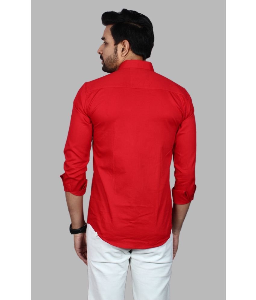     			Fatty Mouse Cotton Blend Regular Fit Solids Full Sleeves Men's Casual Shirt - Red ( Pack of 1 )