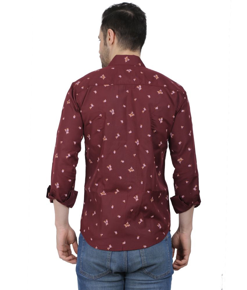     			Fatty Mouse Cotton Blend Regular Fit Colorblock Full Sleeves Men's Casual Shirt - Maroon ( Pack of 1 )