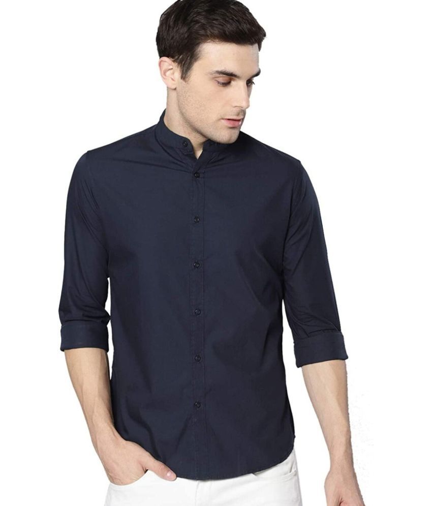     			Fatty Mouse Cotton Blend Regular Fit Solids Full Sleeves Men's Casual Shirt - Dark Blue ( Pack of 1 )