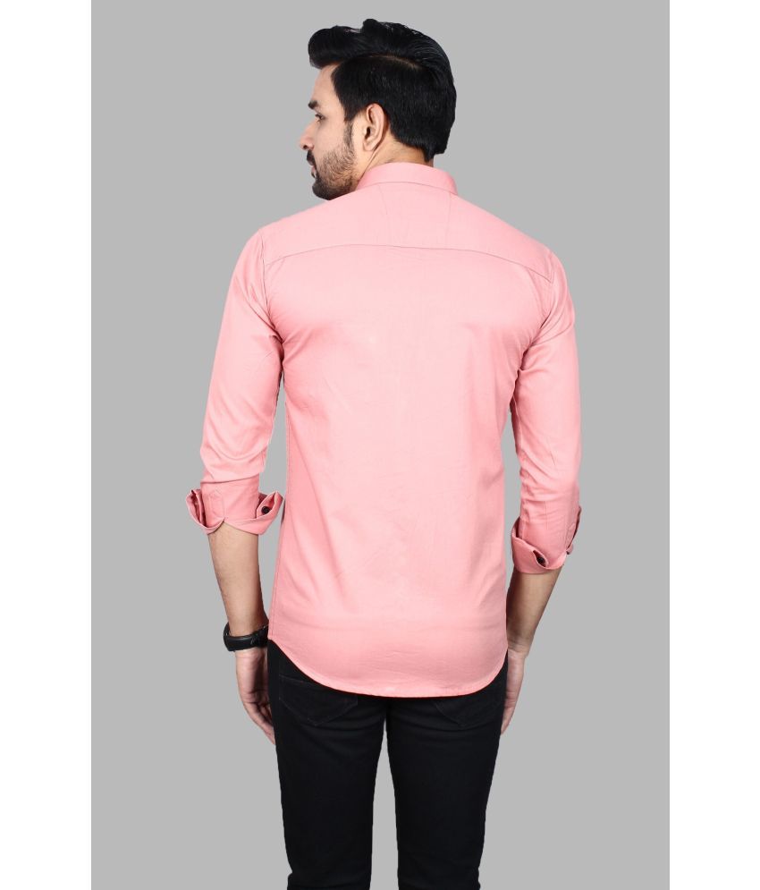     			Fatty Mouse Cotton Blend Regular Fit Solids Full Sleeves Men's Casual Shirt - Pink ( Pack of 1 )