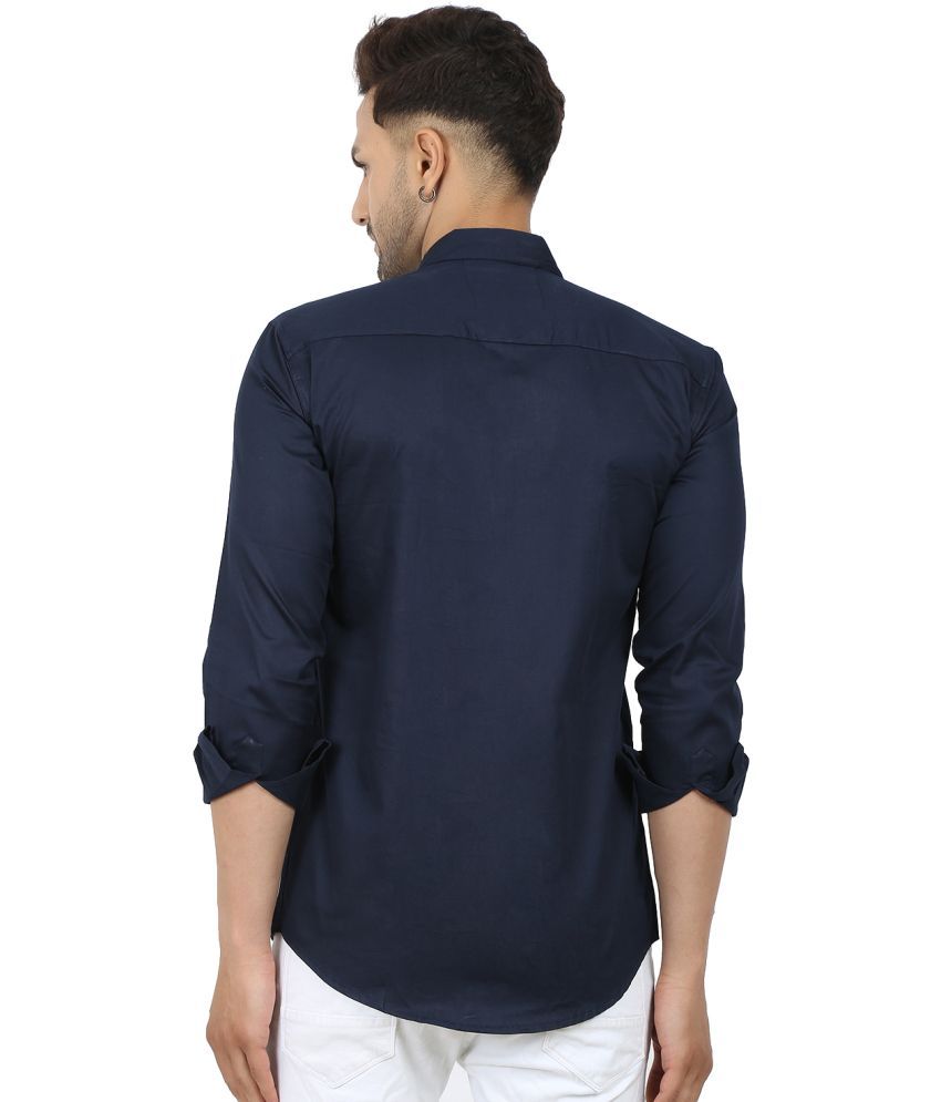     			Fatty Mouse Cotton Blend Regular Fit Solids Full Sleeves Men's Casual Shirt - Dark Blue ( Pack of 1 )