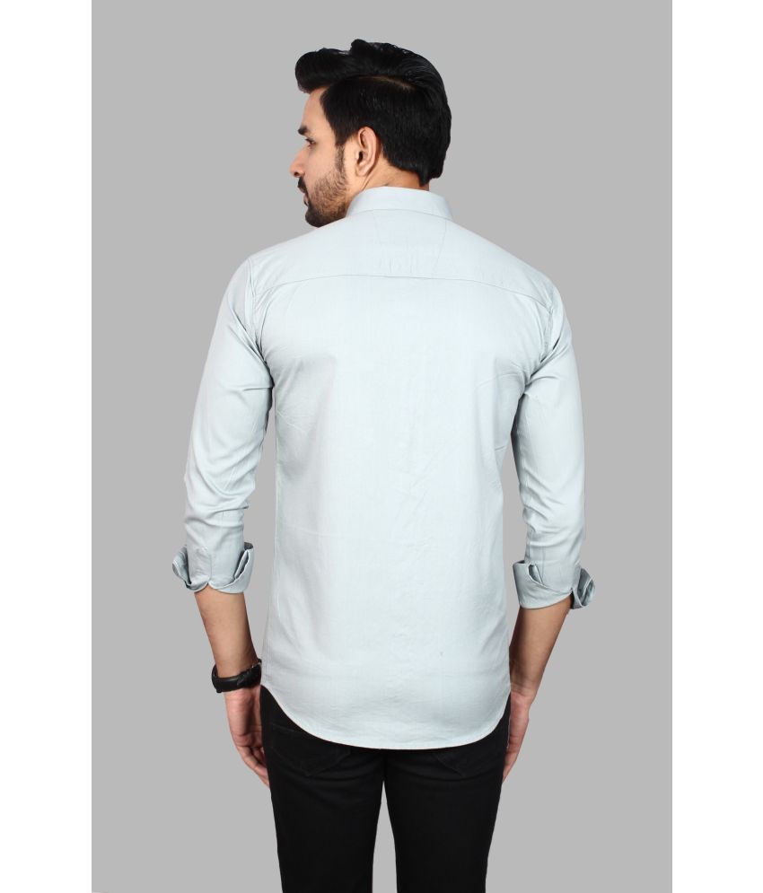     			Fatty Mouse Cotton Blend Regular Fit Solids Full Sleeves Men's Casual Shirt - Silver ( Pack of 1 )