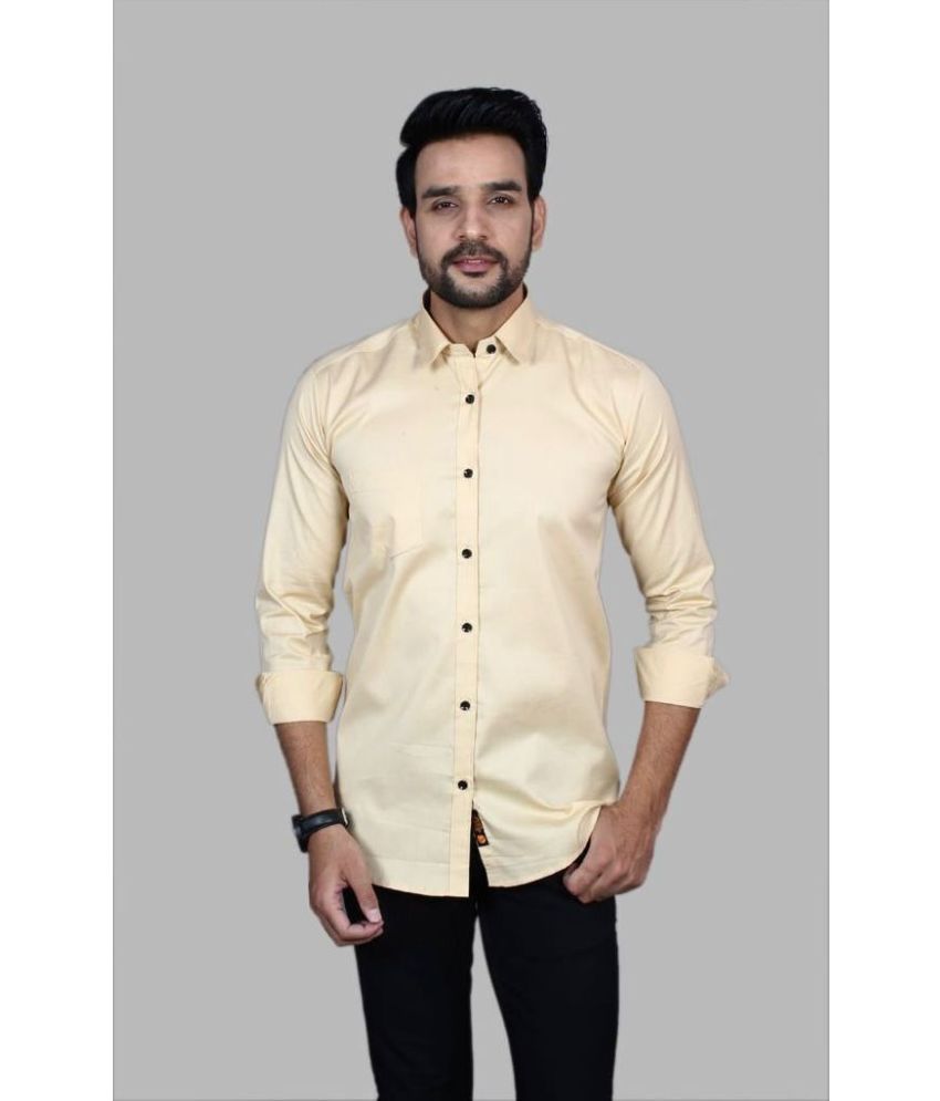     			Fatty Mouse Cotton Blend Regular Fit Solids Full Sleeves Men's Casual Shirt - Cream ( Pack of 1 )