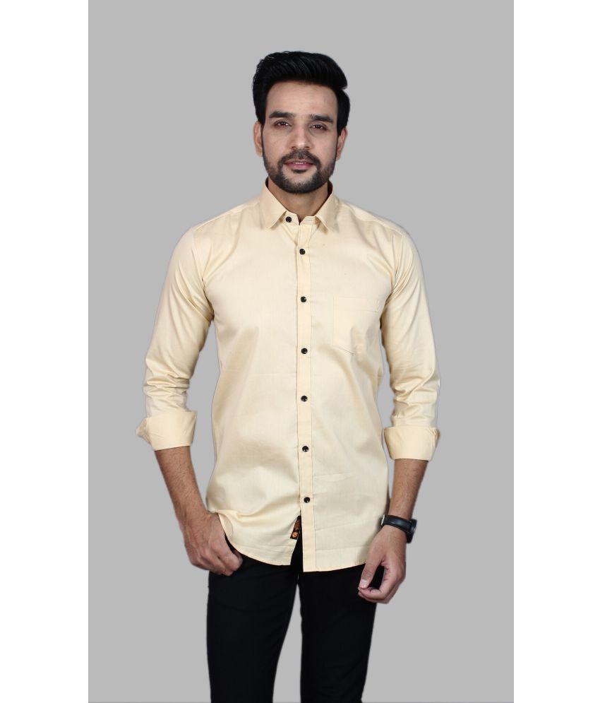     			Fatty Mouse Cotton Blend Regular Fit Solids Full Sleeves Men's Casual Shirt - Cream ( Pack of 1 )