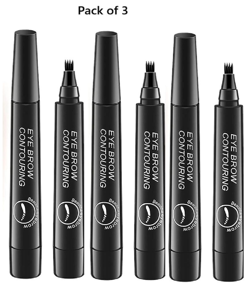     			GABANA Eyebrow Pen with a 4 Micro-Fork  Eyebrow Contour pen Brow Eyebrow Kit Black Pack of 3 25 g