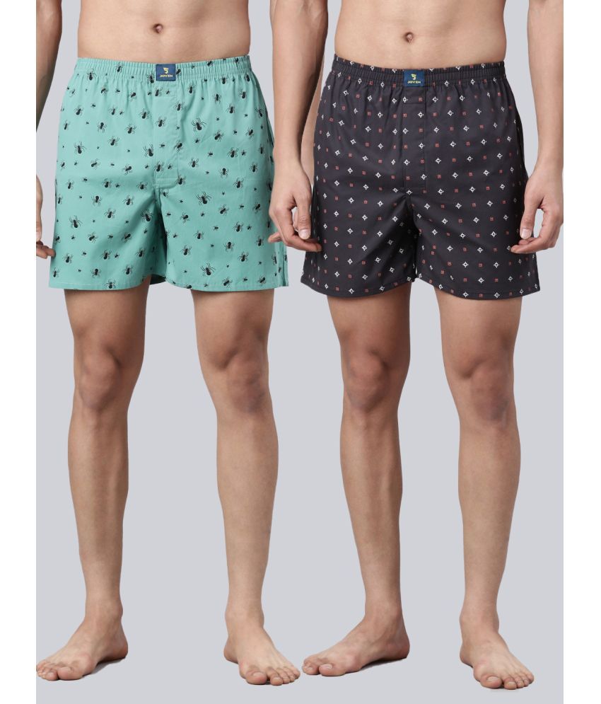     			Joven Pack of 2 Cotton Boxers For Men's ( Green )