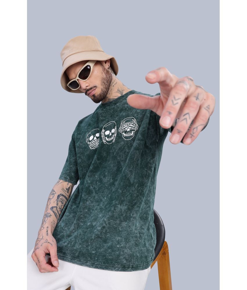     			Paul Street Cotton Oversized Fit Printed Half Sleeves Men's Round T-Shirt - Green ( Pack of 1 )