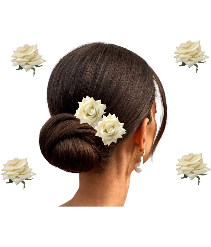     			Rhosyn White Women's Hair Clip ( Pack of 4 )