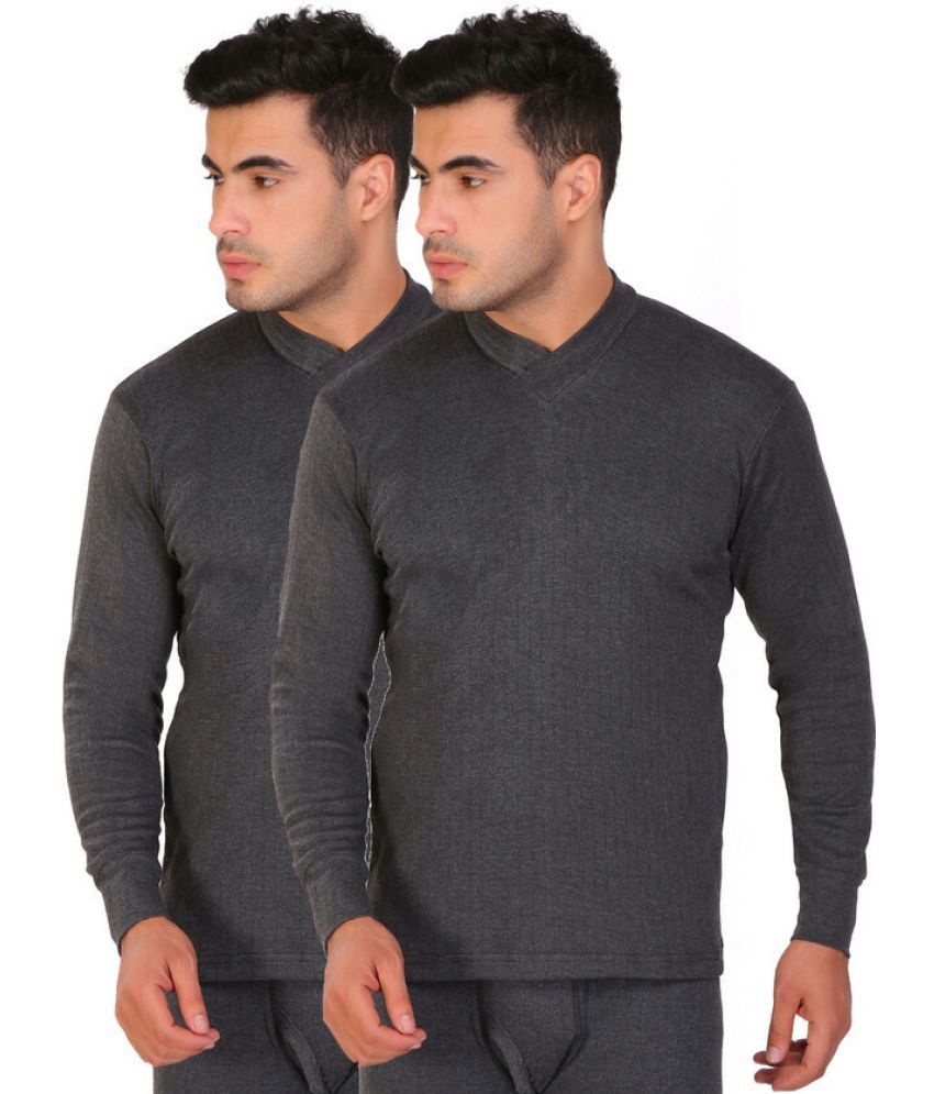     			TT Pack of 2 Cotton Blend Thermal Tops For Men's ( Grey )