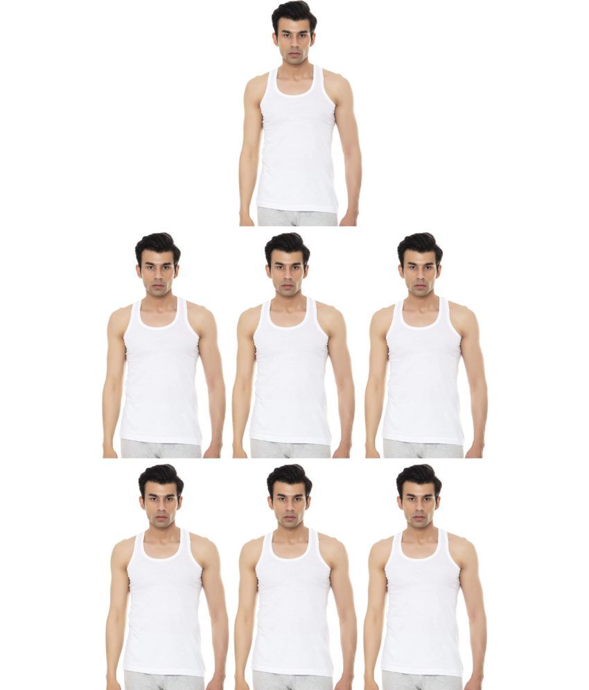     			VIP Pack of 7 Cotton Basic Vest For Men ( White )