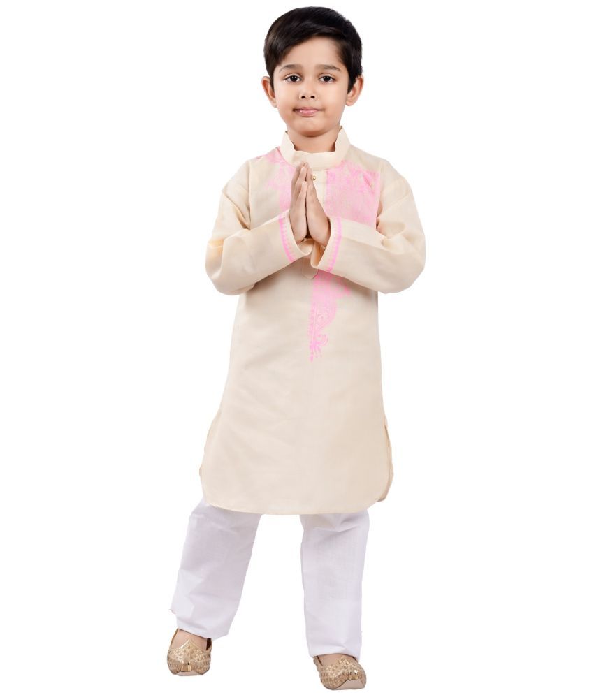     			s muktar garments Baby Boys Cotton Blend Ethnic - Pattern Kurta Pyjama Set ( Off White , Pack of 1 )