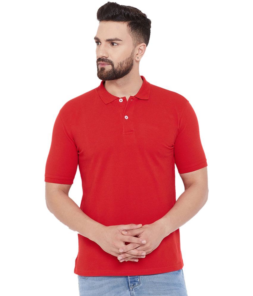     			Funky Guys Pack of 1 Cotton Blend Slim Fit Solid Half Sleeves Men's Polo T Shirt ( Red )