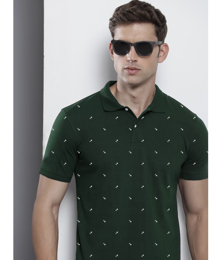     			AIN6 Pack of 1 Cotton Blend Regular Fit Printed Half Sleeves Men's Polo T Shirt ( Dark Green )