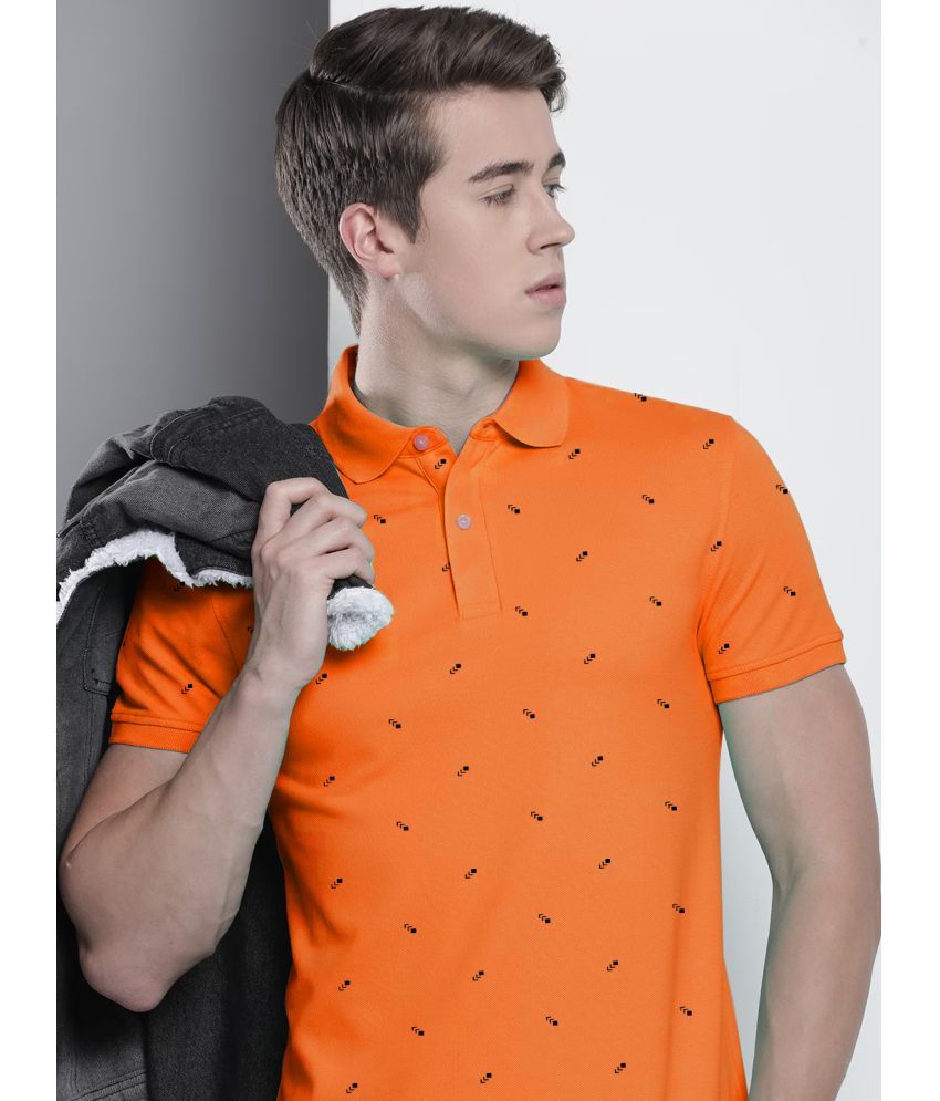     			AIN6 Pack of 1 Cotton Blend Regular Fit Printed Half Sleeves Men's Polo T Shirt ( Orange )