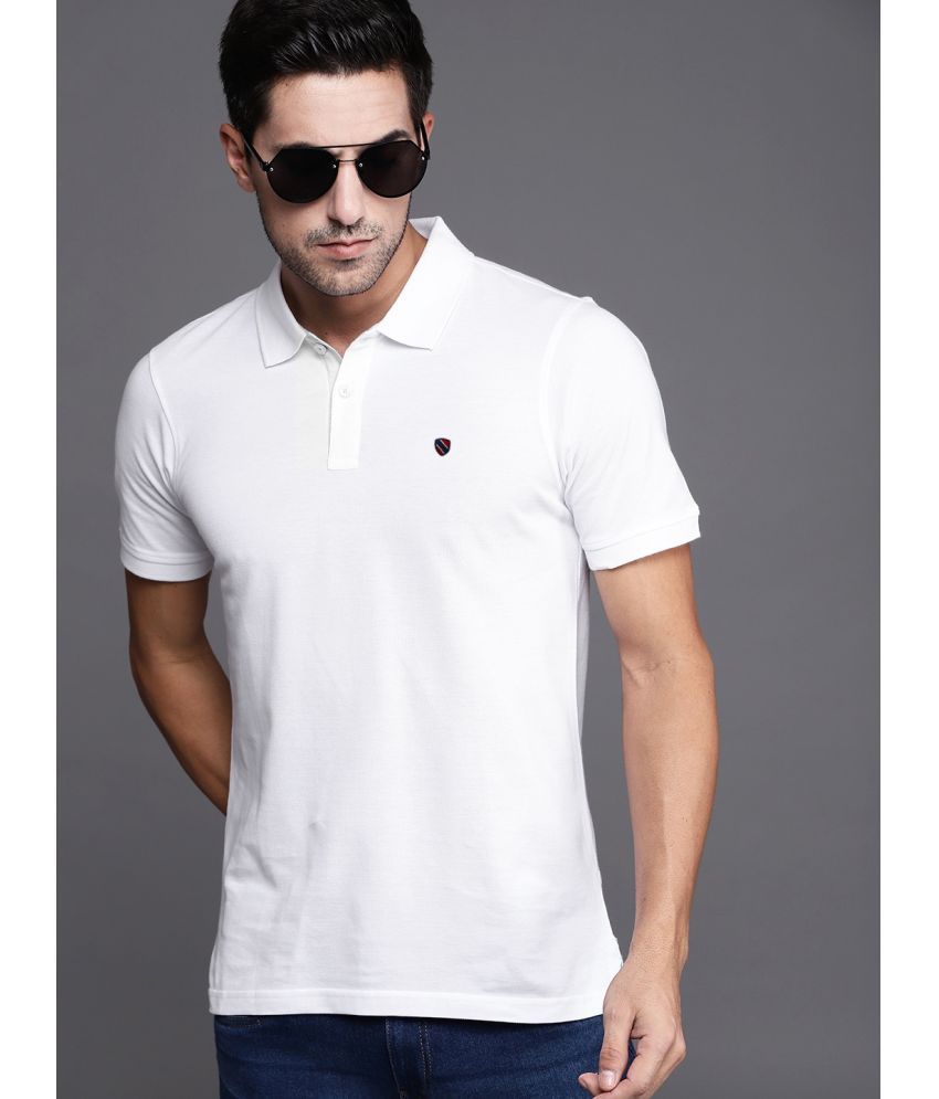     			AIN6 Pack of 1 Cotton Blend Regular Fit Solid Half Sleeves Men's Polo T Shirt ( White )