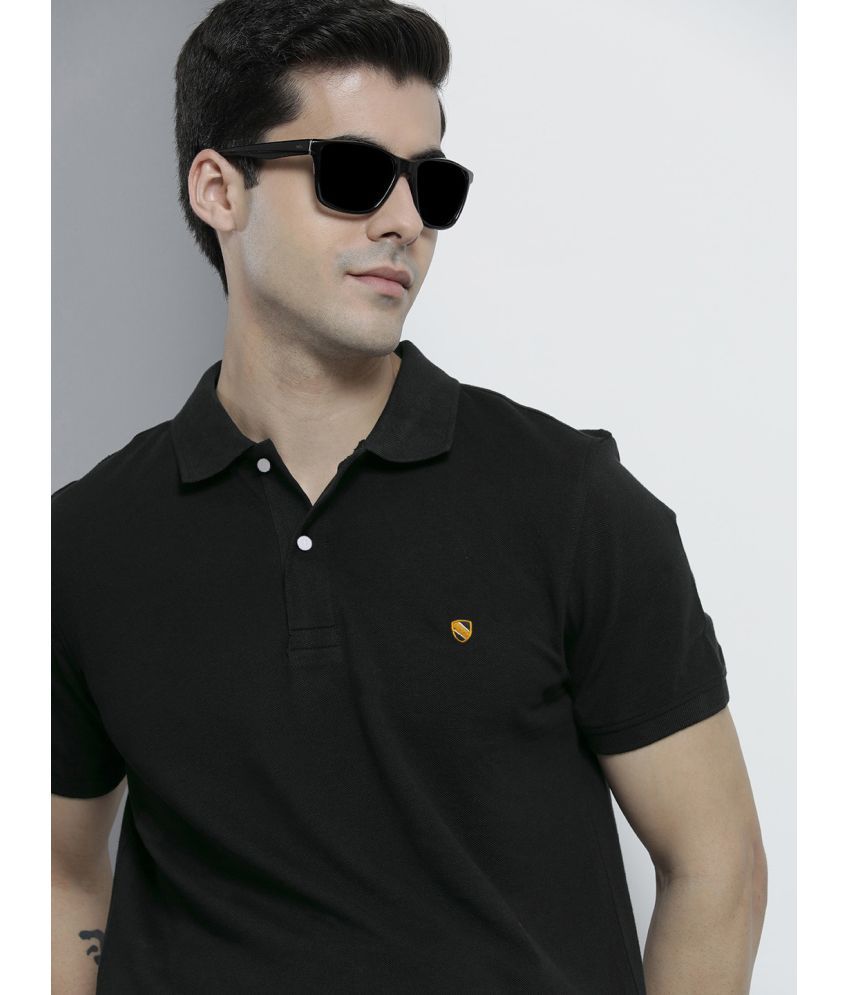     			AIN6 Pack of 1 Cotton Blend Regular Fit Solid Half Sleeves Men's Polo T Shirt ( Black )