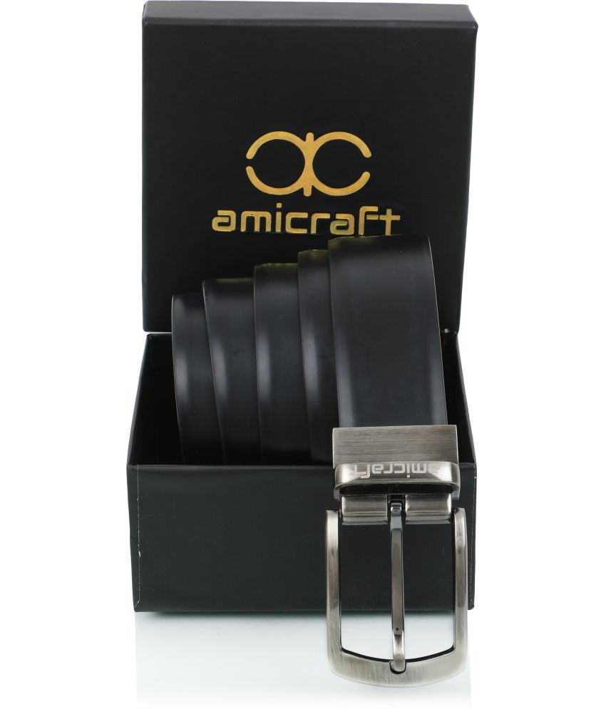     			Amicraft - Black PU Men's Casual Belt ( Pack of 1 )