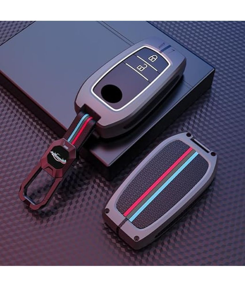     			BKN Premium Metal Soft Car Key Cover Shell with Keychain & Full Protection Compatible with Toyota Innova Crysta| Hycross Land Cruiser| Hilux| Toyota Hycross Innova (2 Button Smart Key)