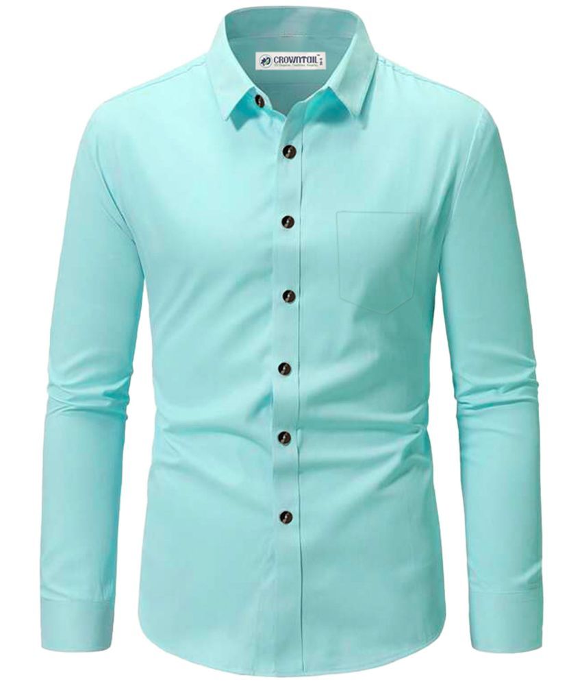     			CROWNTAIL Cotton Blend Slim Fit Solids Full Sleeves Men's Casual Shirt - Light Blue ( Pack of 1 )