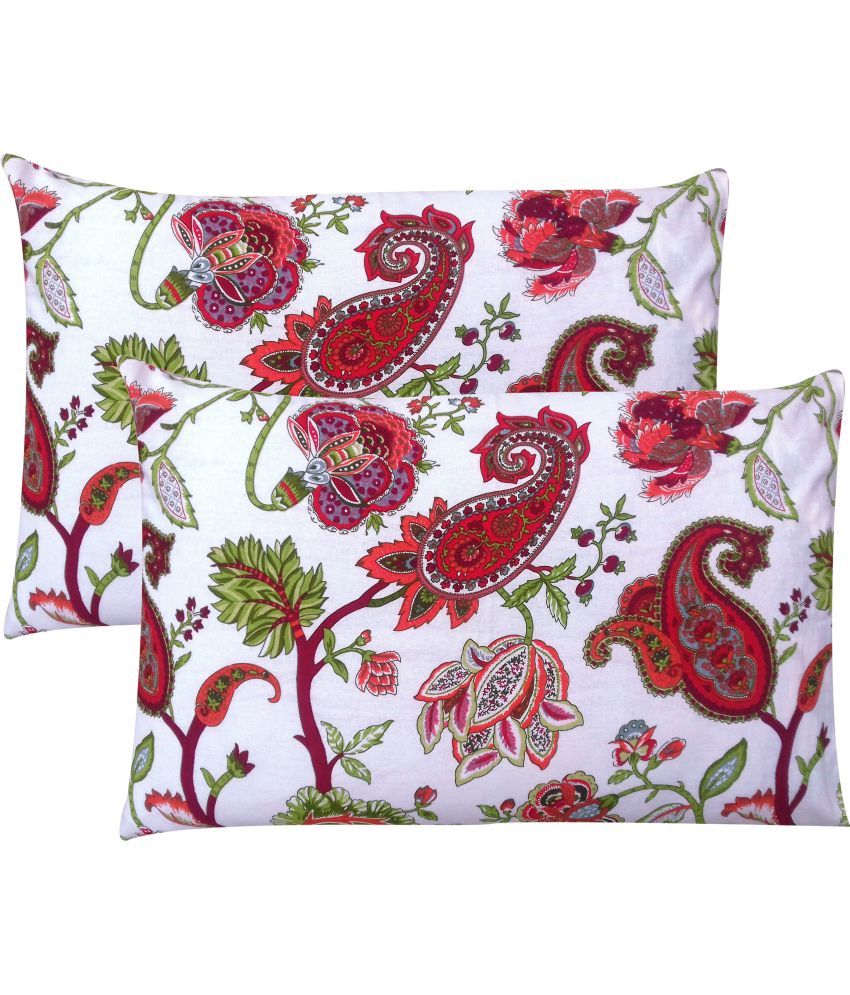     			Miyanbazaz Set of 2 Cotton Floral Cylindrical Cushion Cover (45X45)cm - Multi