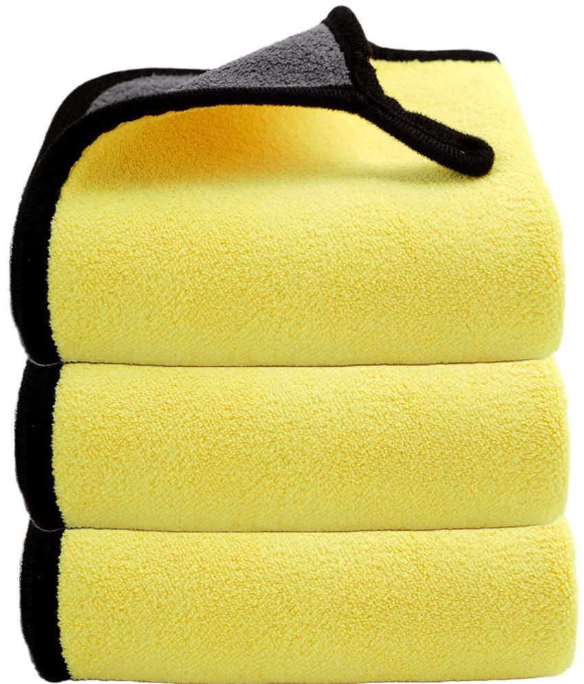     			Mockhe Yellow 800 GSM Microfiber Cloth For Automobile ( Pack of 3 )