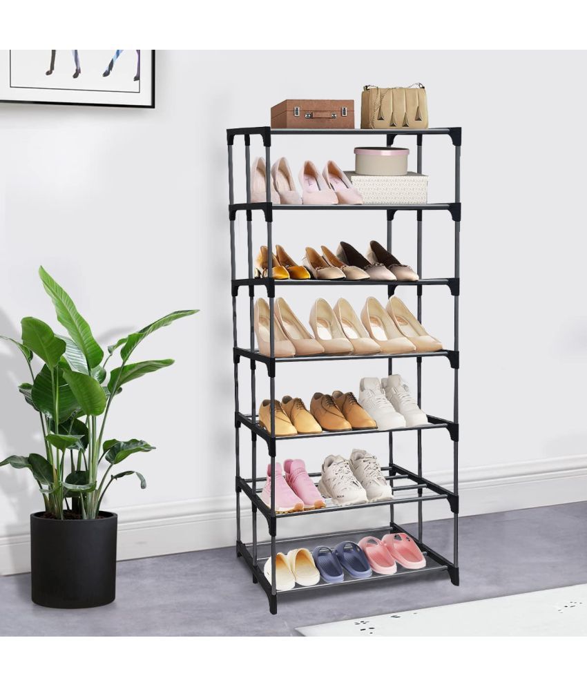     			PHILOSHOP 7 Layer Open Shoe Rack With Metal Pipe Shoe Stand Storage for Home & Office (Silver)