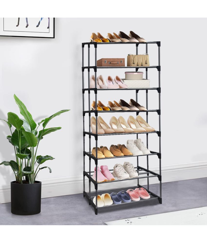     			PHILOSHOP 8 Layer Open Shoe Rack With Metal Pipe Shoe Stand Storage for Home & Office (Silver)