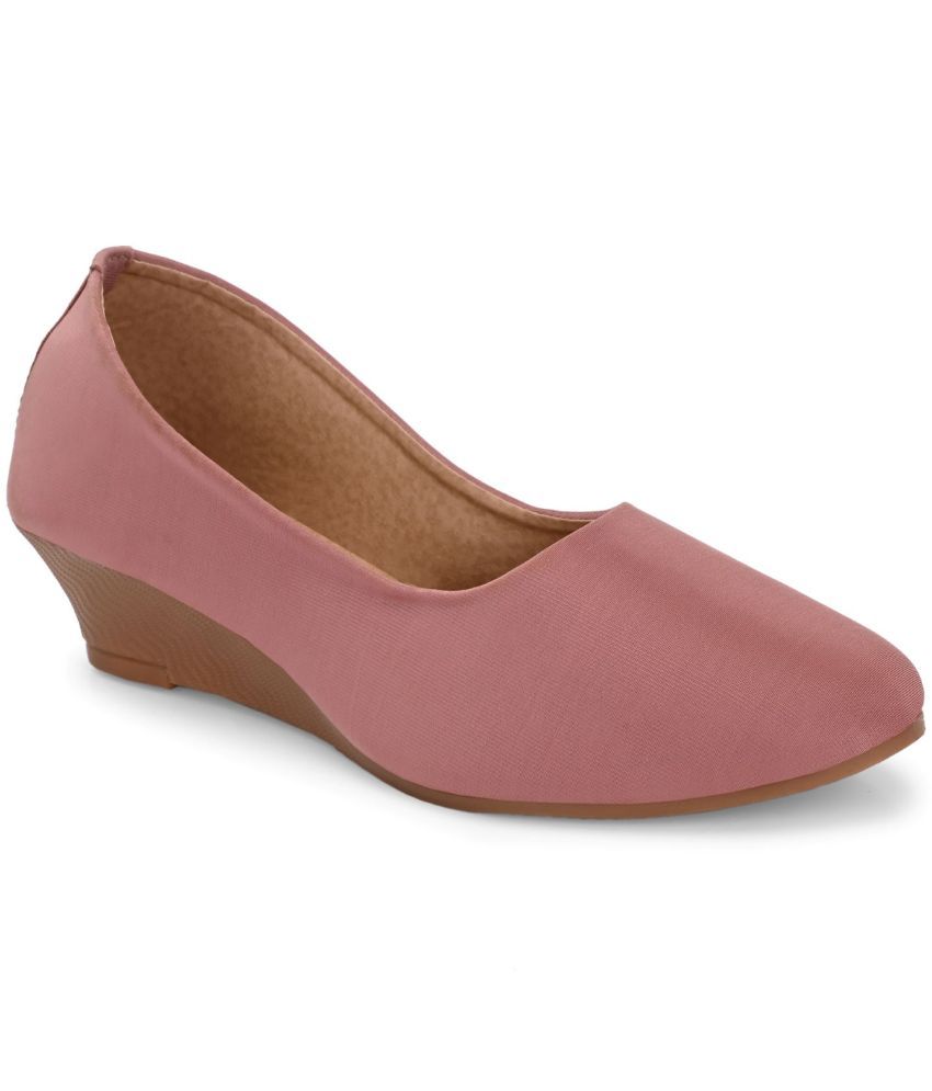     			Ravis Peach Women's Slip On Heels