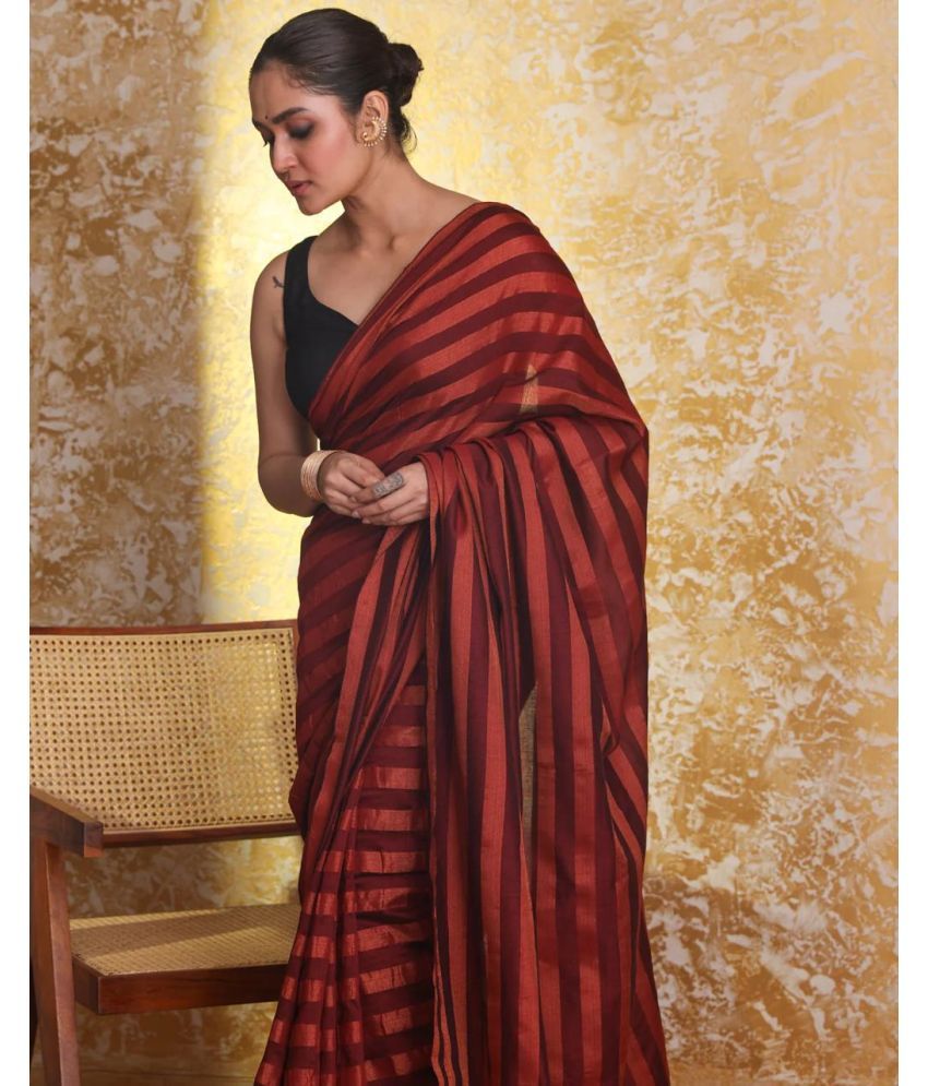     			SARADA HANDLOOM Cotton Solid Saree With Blouse Piece ( Camel , Pack of 1 )