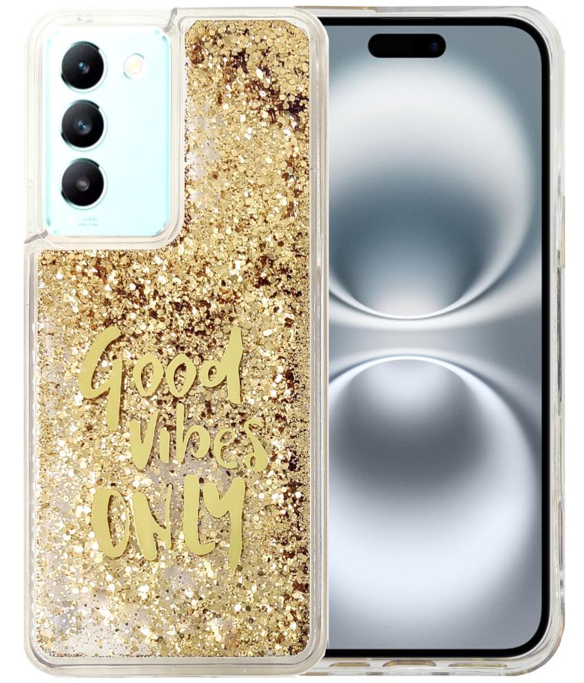     			Shining Stars Gold Printed Back Cover Silicon Compatible For Vivo Y200E 5G ( Pack of 1 )