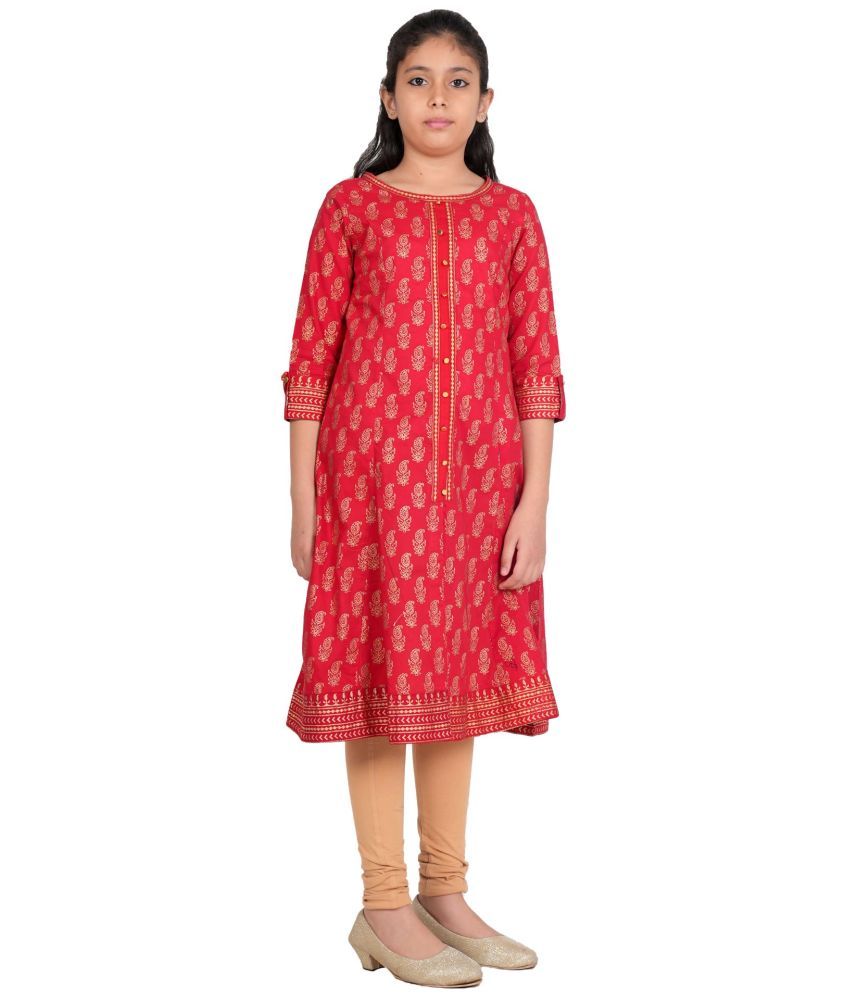     			Yash Gallery Cotton Dress For Girls ( Pack of 1 , Red )