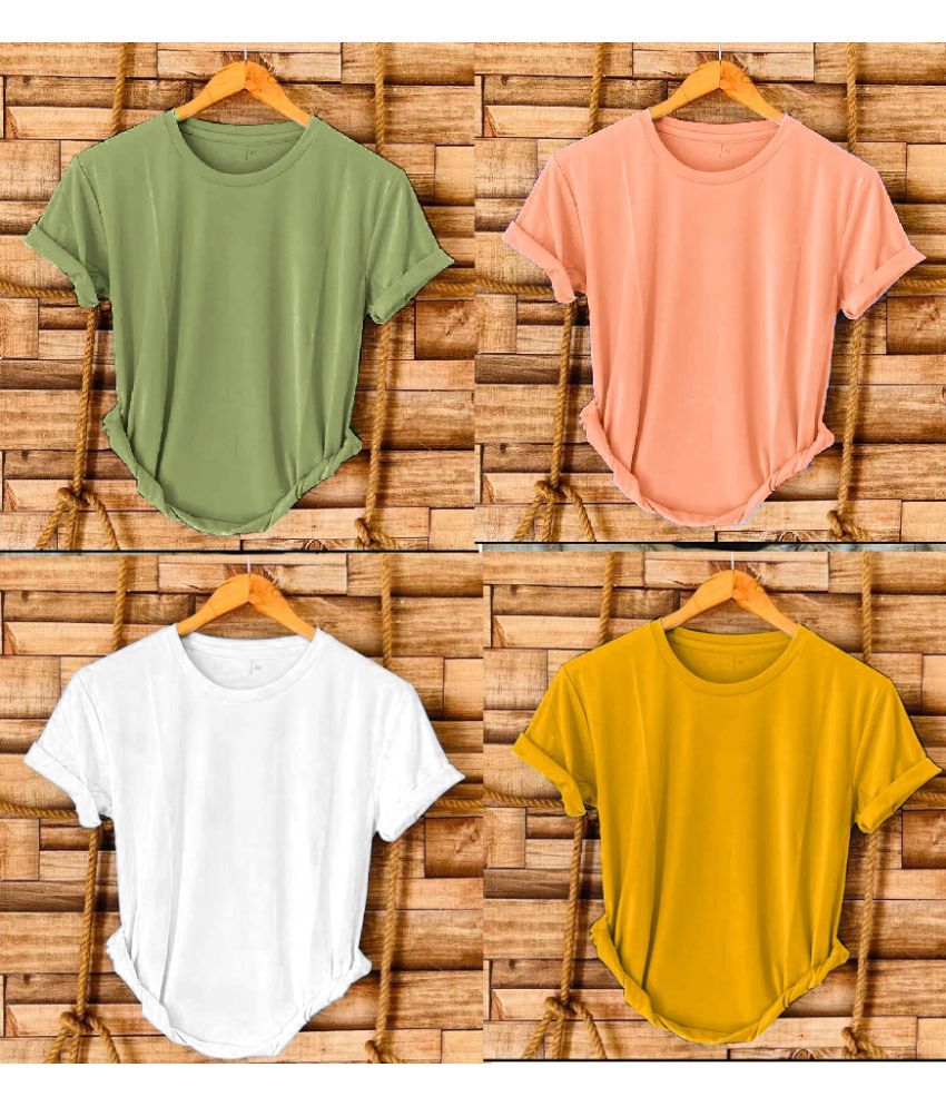     			nikline Polyester Regular Fit Solid Half Sleeves Men's Round T-Shirt - Multicolor12 ( Pack of 4 )