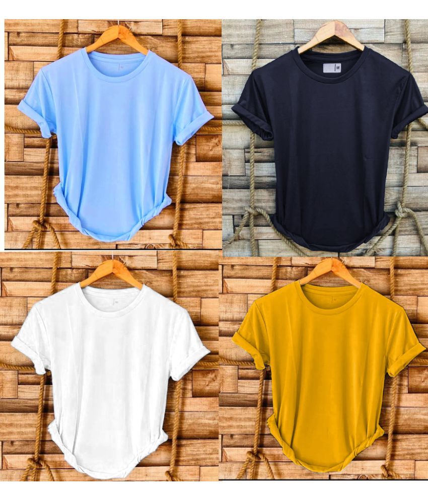     			nikline Polyester Regular Fit Solid Half Sleeves Men's Round T-Shirt - Multicolor8 ( Pack of 4 )