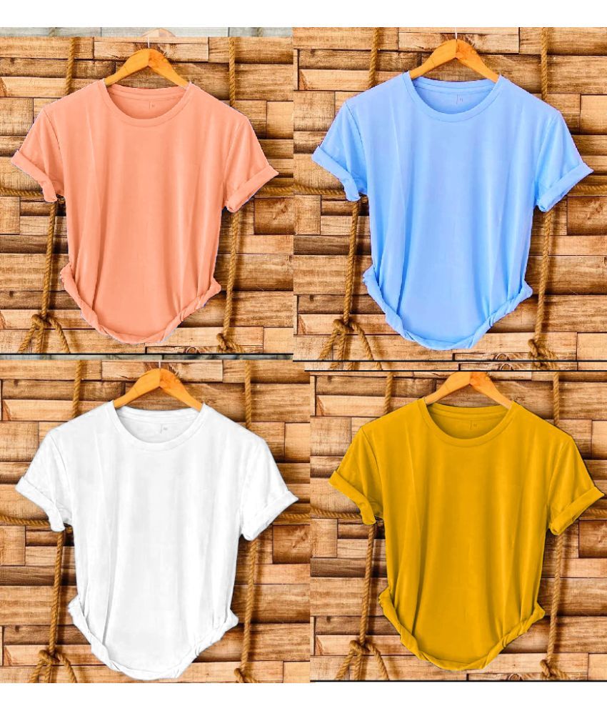     			nikline Polyester Regular Fit Solid Half Sleeves Men's Round T-Shirt - Multicolor ( Pack of 4 )