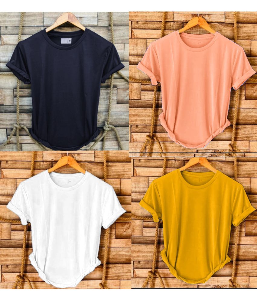     			nikline Polyester Regular Fit Solid Half Sleeves Men's Round T-Shirt - Multicolor2 ( Pack of 4 )